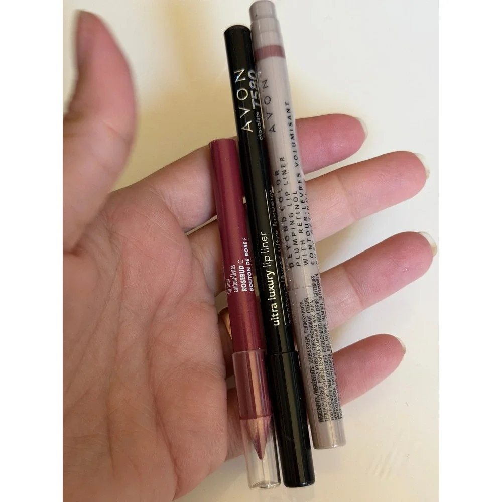 bundle of 3 Avon Lip Liner Trio Rosebud Chocolate Spice‎ Beyond Color Plumping